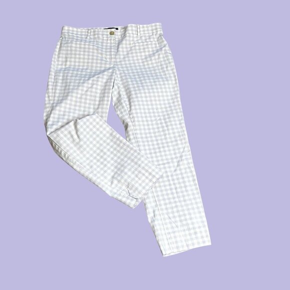Ann Taylor Lavender and White Gingham Check Ankle Cropped Pants Size 2 - Picture 1 of 7